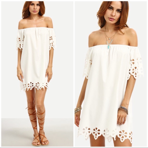 Dresses & Skirts - LAST! WHITE Cutout Off The Shoulder Shift Dress